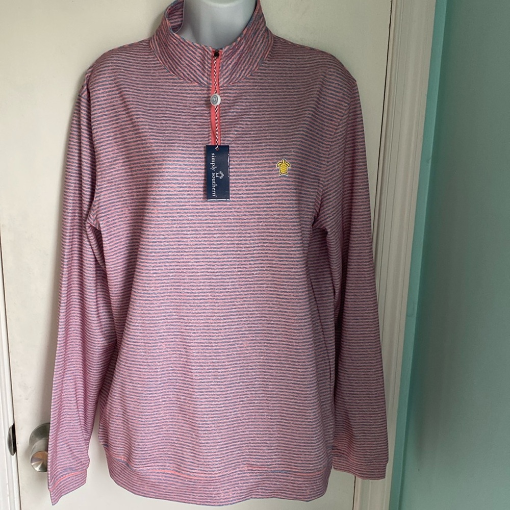Simply Southern quarter zip stripped pullover NWT